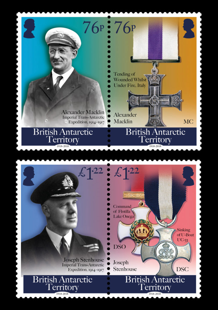Four stamps featuring a man and his medals