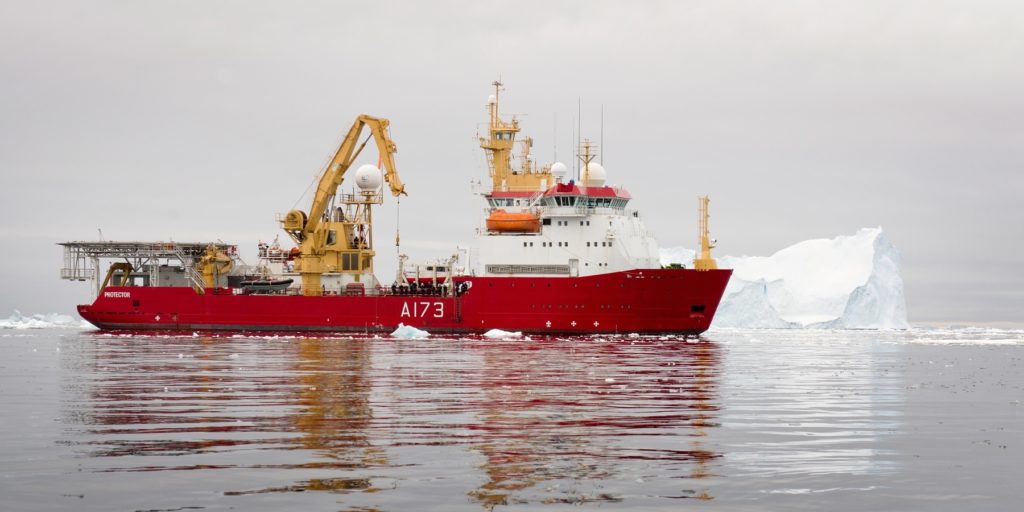 HMS Protector at sea