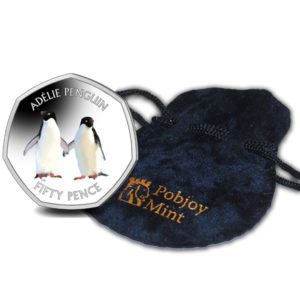 New 50p coin featuring Adelie penguin pair and pouch