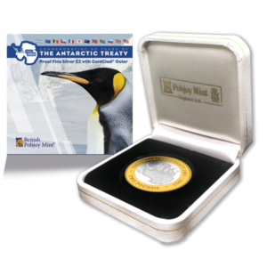 box image of the new BAT Antarctic Treaty Coin - 2021