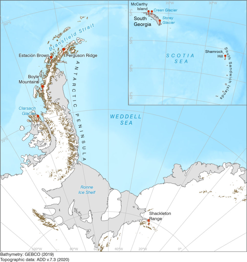 Antarctic place names map