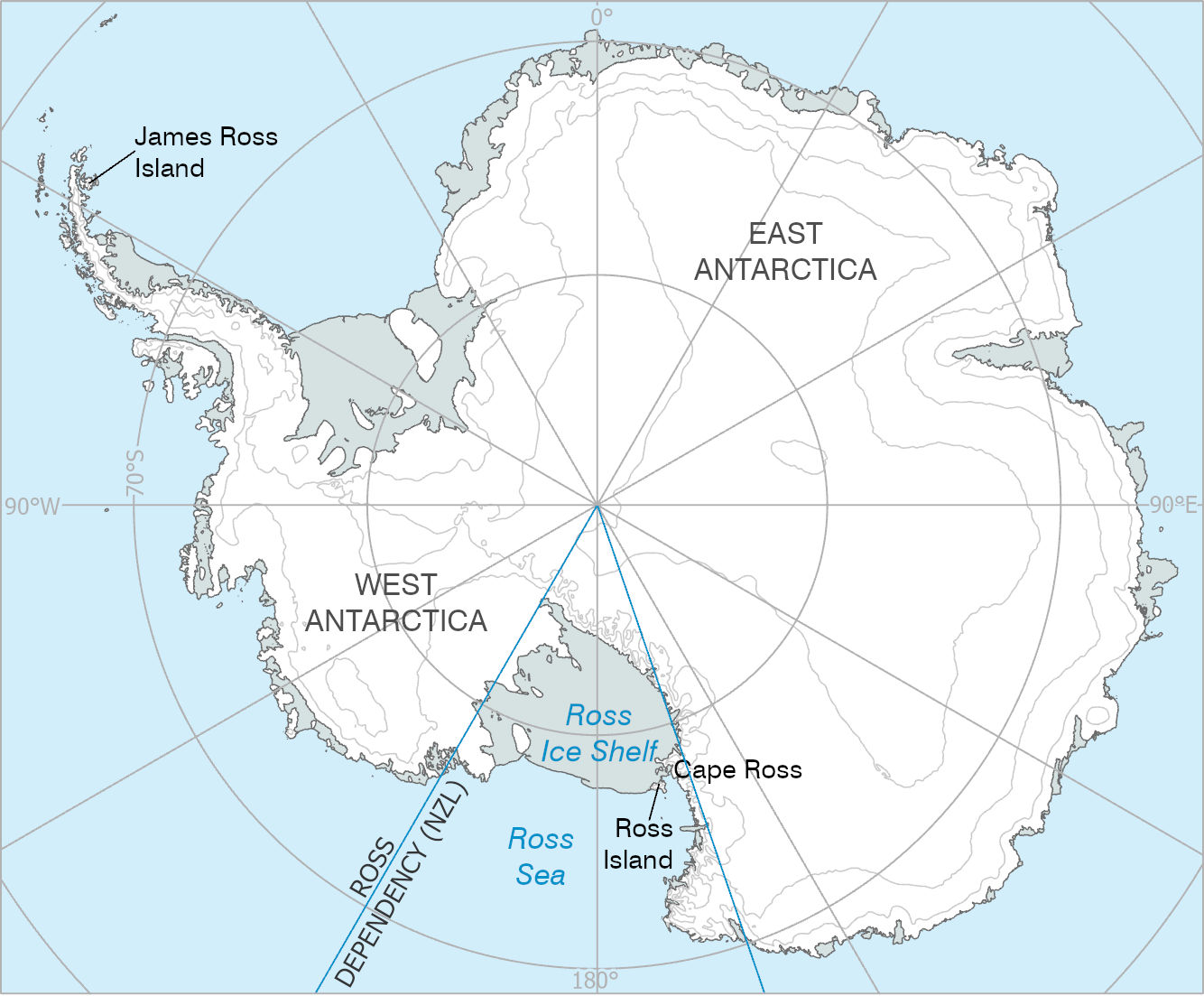 Antarctic place names map